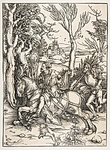The Knight on the Horseback with Lansquenet by Albrecht Dürer