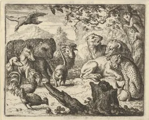 The Lion Announces a Durable Peace to the Animals who Surround Him from Hendrick van Alcmar's Renard The Fox