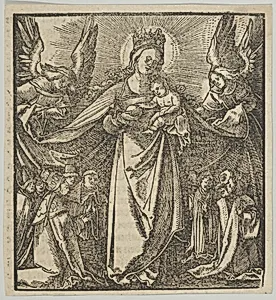 The Madonna of Mercy, from Hymmelwagen auff dem, wer wol lebt... by Silvan Otmar|Hans Schäufelein|Hans von Leonrodt
