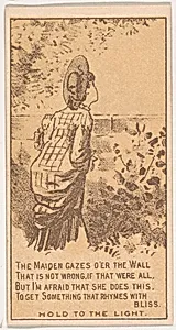 The Maiden Gazes O'er the Wall..., from the Magic Changing Cards series (N223) issued by Kinney Tobacco Company by Kinney Brothers Tobacco Company