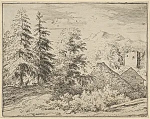 The Man Between the Two Fir Trees by Allart van Everdingen