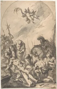 The Martyrdom of Saint Andrew (recto); Back of a Woman Wearing a Long Dress with a Ruff (verso)