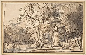The Meeting of Jacob And Rachel at the Well by Rembrandt (Rembrandt van Rijn)