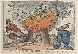 The Mock Phoenix!!! Or a Vain Attempt to Rise Again by Napoléon Bonaparte|Rudolph Ackermann, London|Thomas Rowlandson