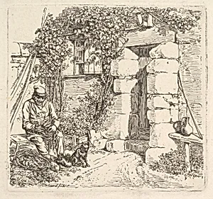 The Old Man and his Pomeranian Dog