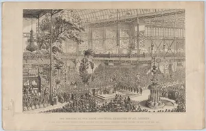 The Opening of the Great Industrial Exhibition of All Nations, by Her Most Gracious Majesty Queen Victoria and His Royal Highness Prince Albert, on the 1st of May, 1851: The View is Taken from the South West Gallery, at the time when the Archbishop is offering up a Prayer for the Divine blessing upon the objects in the Exhibition