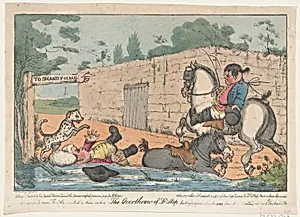 The Overthrow of Dr. Slop (Tristram Shandy) by Henry William Bunbury|Laurence Sterne