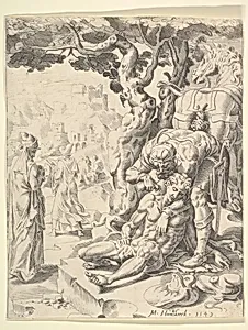 The Parable of the Good Samaritan by Maarten van Heemskerck|Dirck Volckertsz Coornhert