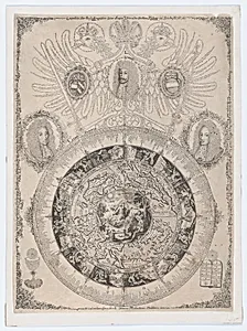 The Perpetual Calendar with Portraits of Leopold I and his sons Joseph and Charles by Johann Michael Püchler