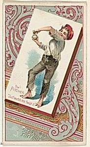 The Pitcher, "Just watch me twist it," from the Terrors of America set (N136) issued by Duke Sons & Co. to promote Honest Long Cut Tobacco by Knapp & Company|W. Duke, Sons & Co.
