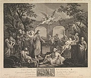 The Pool of Bethesda (St. John, Chapter 5) by Victor Marie Picot|Simon Francis Ravenet, the elder|William Hogarth|John & Josiah Boydell