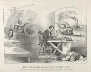 The Progress of the Century – The Lightning Steam Press. The Electric Telegraph. The Locomotive. The Steamboat.