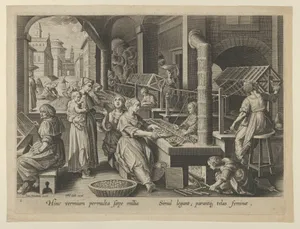 The Reeling of Silk, Plate 6 from "The Introduction of the Silkworm" [Vermis Sericus]