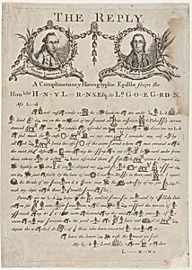 The Reply: A Complimentory [sic] Hieroglyphic Epistle from the Honorable Henry Laurens to Lord George Gordon by Henry Laurens|Anonymous, British, 18th century