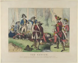 The Rescue–Sergeants Newton and Jasper of Marion's Brigade, rescuing American prisoners from a British guard, who had stacked their muskets while resting near a spring, South Carolina, 1779.