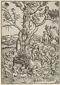 The Rest on the Flight to Egypt, with Dancing Angels by Lucas Cranach the Elder