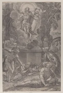The Resurrection of Christ, with soldiers awakening before the tomb