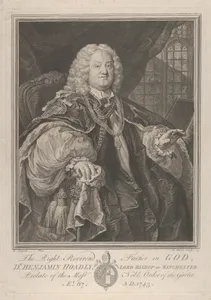 The Right Reverend Father in God, Dr. Benjamin Hoadly, Lord Bishop of Winchester, Prelate of the Most Noble Order of the Garter, Aet. 67. A.D. 1743