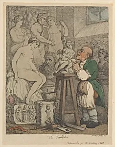 The Sculptor [Preparations for the Academy, Old Joseph Nollekens and his Venus] by Thomas Rowlandson