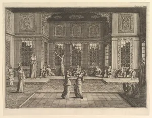The Seraglio (Aubry de La Mottraye, Travels throughout Europe, Asia and into Part of Africa..., London, 1724, vol. I, pl. 18) by William Hogarth|Aubry de La Mottraye|Jean Baptiste Vanmour