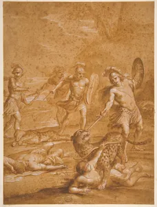The Shipwrecked Alphone Rescues Lisamante from a Panther