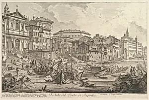 The smaller harbor, called the Porto di Ripetta (Veduta del Porto di Ripetta) by Giovanni Battista Piranesi