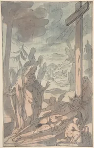 The Standing Virgin Lamenting the Dead Christ at the Foot of the Cross