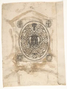 The standing Virgin with an elaborate ornamental frame