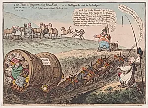 The State Waggoner and John Bull.–or–the Waggon too Much for the Donkeys! by James Gillray|Hannah Humphrey
