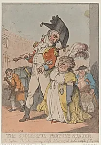 The Successful Fortune Hunter, or Captain Shelalee Leading Miss Marrowfat to the Temple of Hymen by Thomas Rowlandson