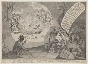 The Tea-Tax-Tempest, or Old Time with his Magick Lanthern