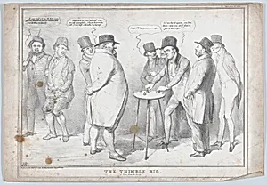 The Thimble Rig: "A Scene from the Derby" by John Charles Spencer, 3rd Earl Spencer|Edward John Littleton, 1st Baron Hatherton|Edward George Geoffrey Smith-Stanley, 14th Earl of Derby|Daniel O'Connell|Thomas McLean|Thomas Spring Rice, 1st Baron Monteagle|John Doyle|Charles Grey, 2nd Earl Grey