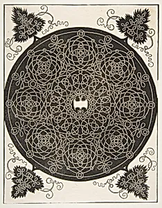 “The Third Knot”. Interlaced Roundel with Eight Wreaths and a Scalloped Shield in its Center by Albrecht Dürer|Leonardo da Vinci