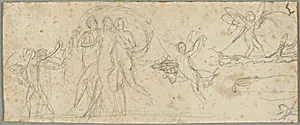 The Three Graces and Putti; verso: Various Studies