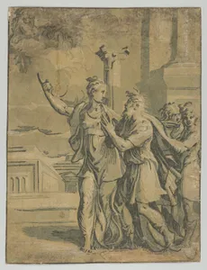 The Tirburtine Sibyl telling the Emperor Augustus of the coming in Christ, after Parmigianino