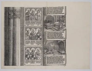 The Tomb Erected by Maximilian for His Father; and The Imperial Treasure; with Portraits of Maximilian's Ancestors and Relatives, from the Arch of Honor, proof, dated 1515, printed 1517-18