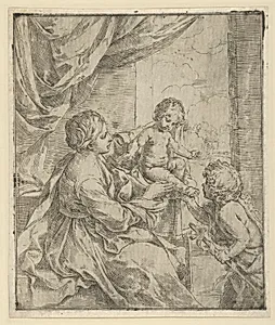 The Virgin and Child at a table with the young John the Baptist by Guido Reni