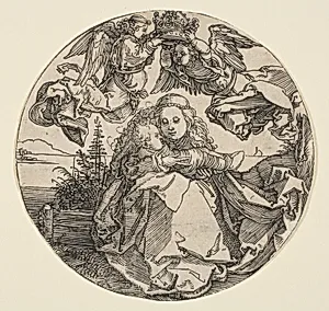 The Virgin and Child Crowned by Two Angels above a Landscape (landscape trimmed out) by Albrecht Dürer