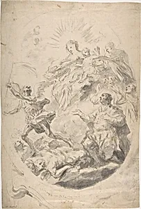 The Virgin and Child Intervening for Victims of the Plague (recto); Seated Female Figure (verso) by Geronimo Cenatiempo (Girolamo Cenatempo)