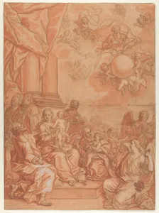 The Virgin and Child with Saints and Angels, and God the Father in the Sky
