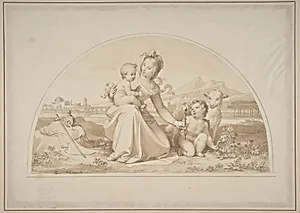 The Virgin and Child with the Infant John the Baptist and a Lamb in a Landscape by Tommaso Minardi