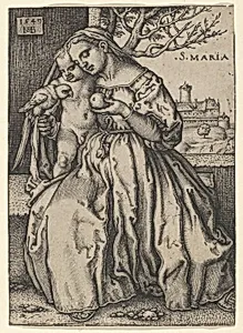 The Virgin and Child with the Parrot by Sebald Beham|Barthel Beham