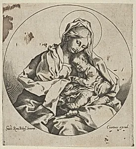 The Virgin holding the infant Christ, a circular composition, after Reni by Guido Reni|Anonymous, 17th century