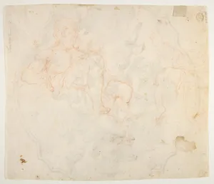 The Virgin Nursing the Christ Child, in a Glory of Angels (recto); Studies for seated figures of Christ and God the Father in red chalk (verso)