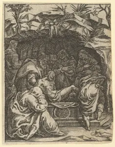 The Virgin of Sorrows: The Entombment; one of nine surrounding compartments from the Virgin of Sorrows, now separated