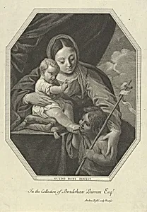 The Virgin with the infant Christ seated on a cushion and the young Saint John the Baptist kissing his foot, an octagonal composition, after Reni by Guido Reni|Andrea Rossi
