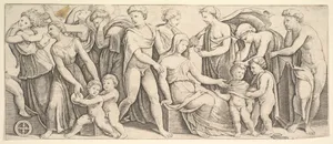 The wedding of Jason and Creusa, at left Medea takes her children