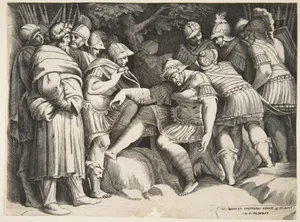 The wounder soldier Scipio in the centre surrounded by figures
