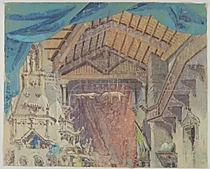 Theatre set with alchemist's workshop by Anonymous, German, 19th century