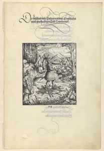 Theuerdank Walking on Swords, from [Theuerdank] Die geuerlicheiten vnd einsteils der geschichten des loblichen streytparen vnd hochberümbten helds vnd Ritters herr Tewrdannckhs